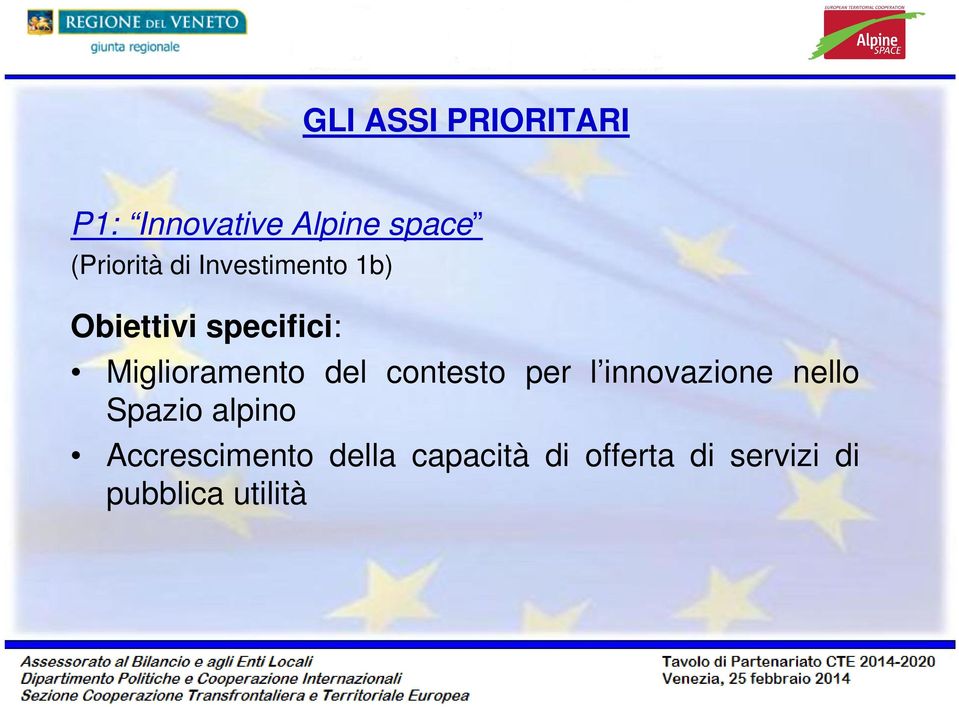 contesto per l innovazione nello Spazio alpino