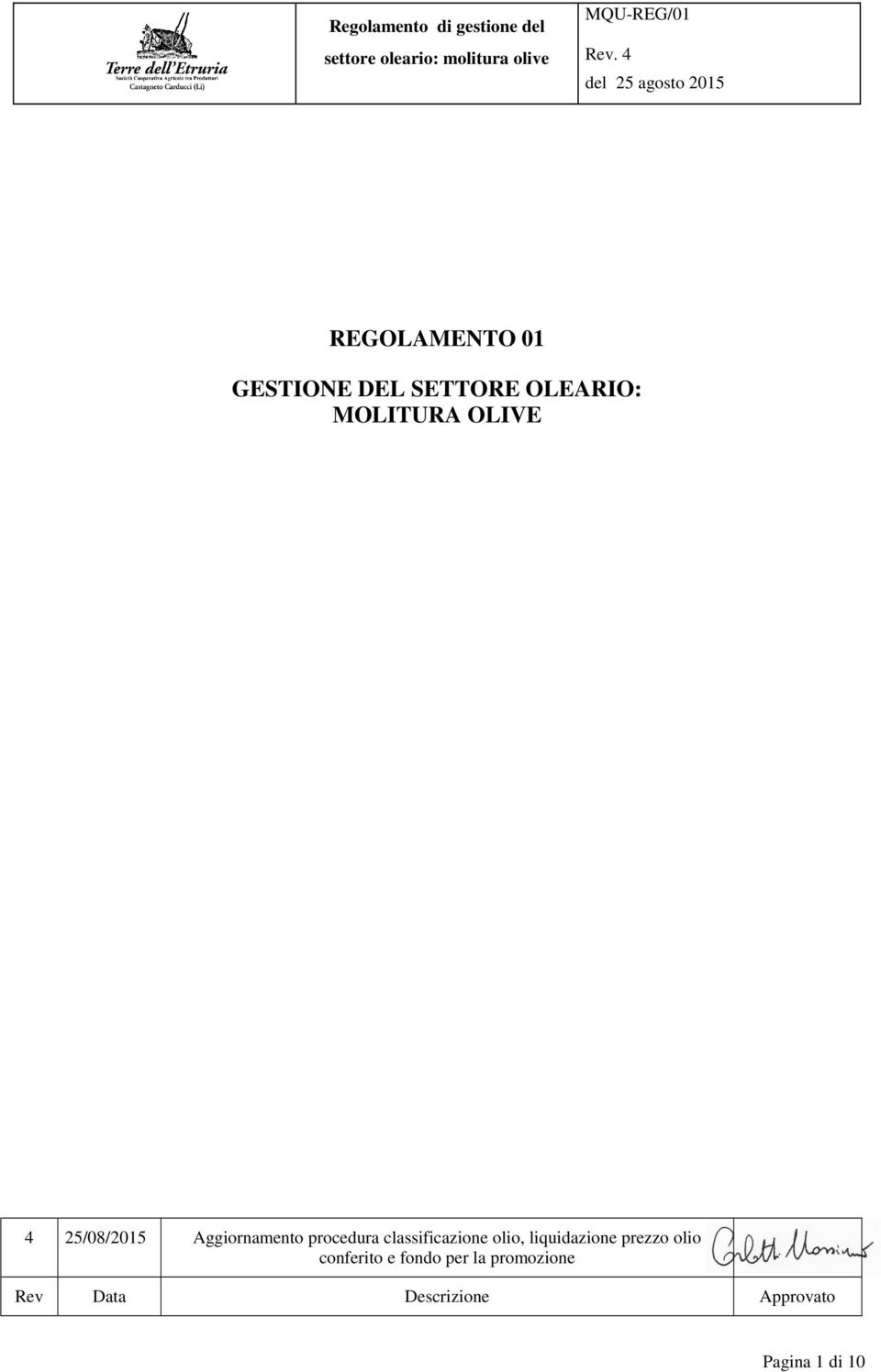 classificazione olio, liquidazione prezzo olio conferito