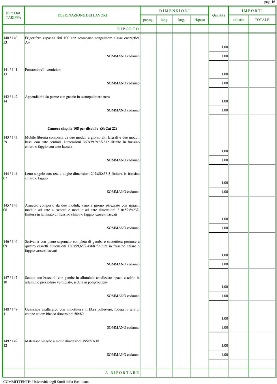 finitura in frassino 145 / 145 Armadio composto da due moduli, vano a giorno attrezzato con ripiani, 146 / 146 Scrivania con piano sagomato completa di gamba e cassettiera portante a 147 / 147 Seduta