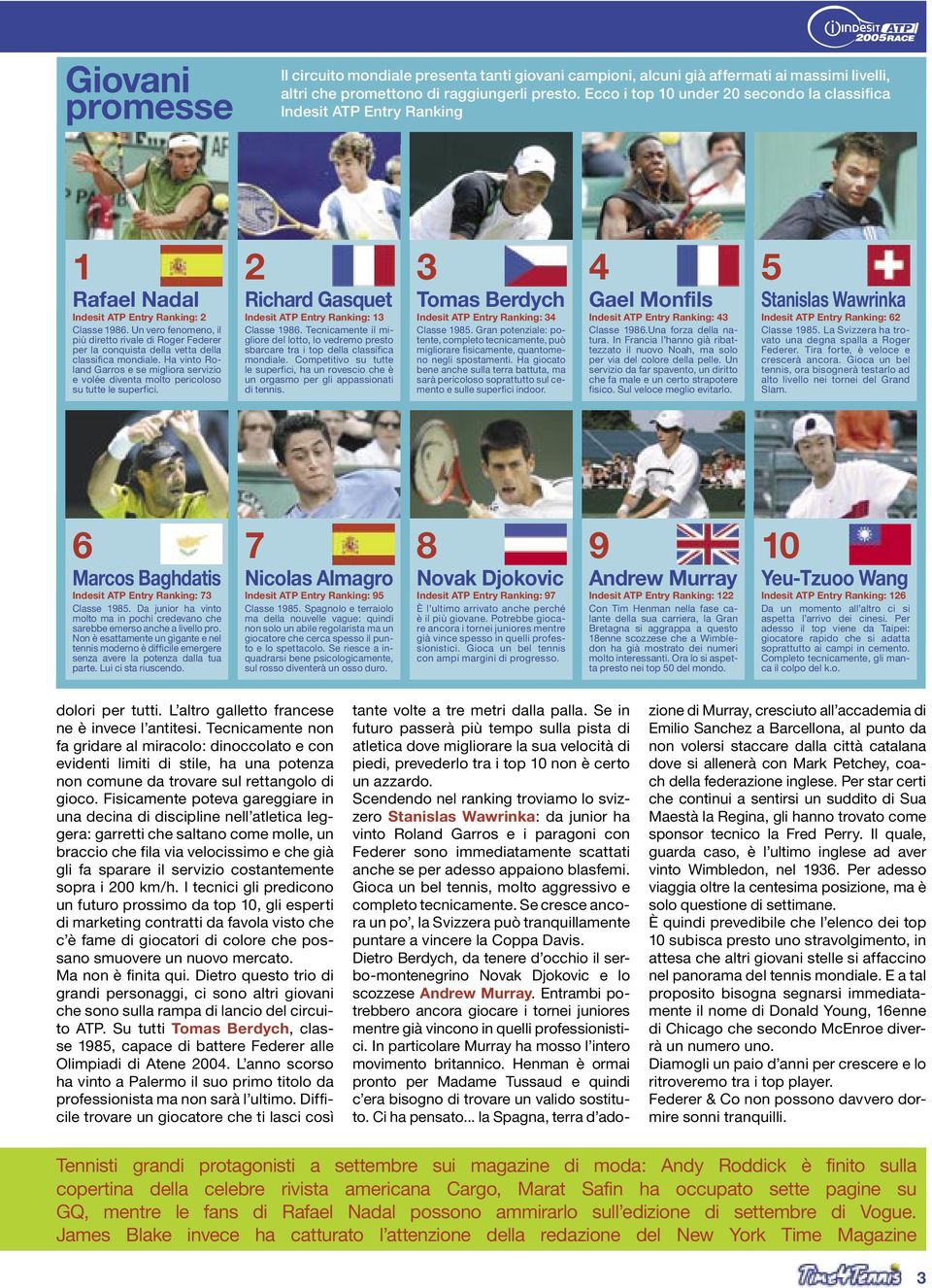 Un vero fenomeno, il più diretto rivale di Roger Federer per la conquista della vetta della classifica mondiale.