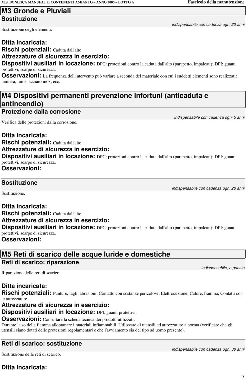 La frequenza dell'intervento può variare a seconda del materiale con cui i suddetti elementi sono realizzati: lamiera, rame, acciaio inox, ecc.