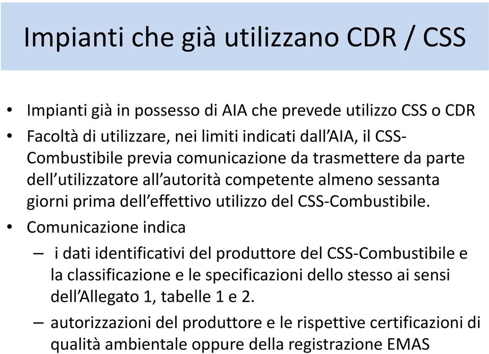 utilizzo del CSS-Combustibile.