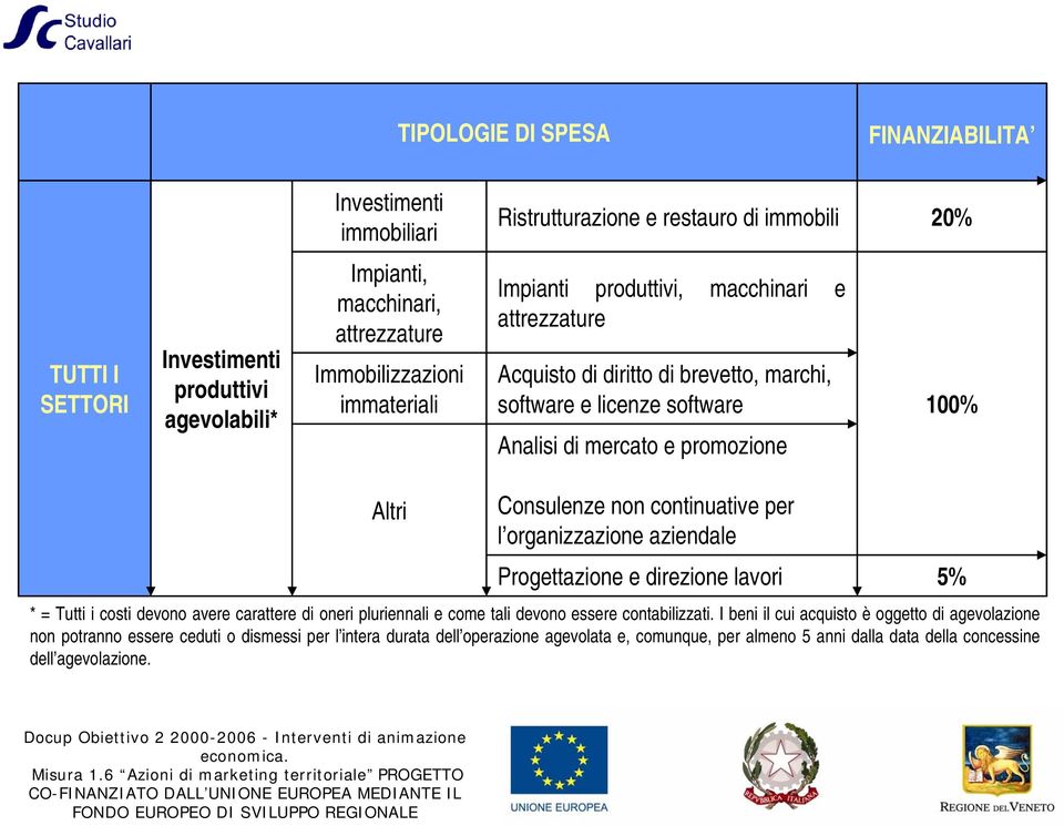 non continuative per l organizzazione aziendale Progettazione e direzione lavori * = Tutti i costi devono avere carattere di oneri pluriennali e come tali devono essere contabilizzati.