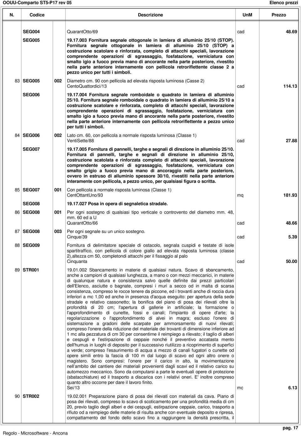 fosfatazione, verniciatura con smalto igio a fuoco previa mano di ancorante nella parte posteriore, rivestito nella parte anteriore internamente con pellicola retroriflettente classe 2 a pezzo unico