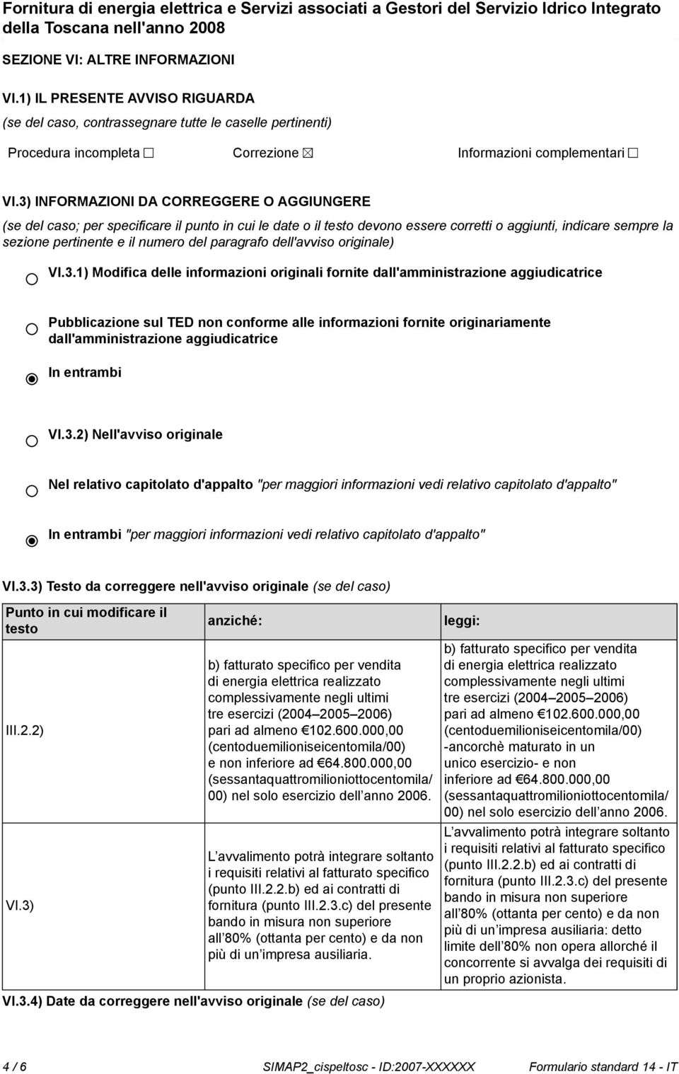 paragrafo dell'avviso originale) VI.3.