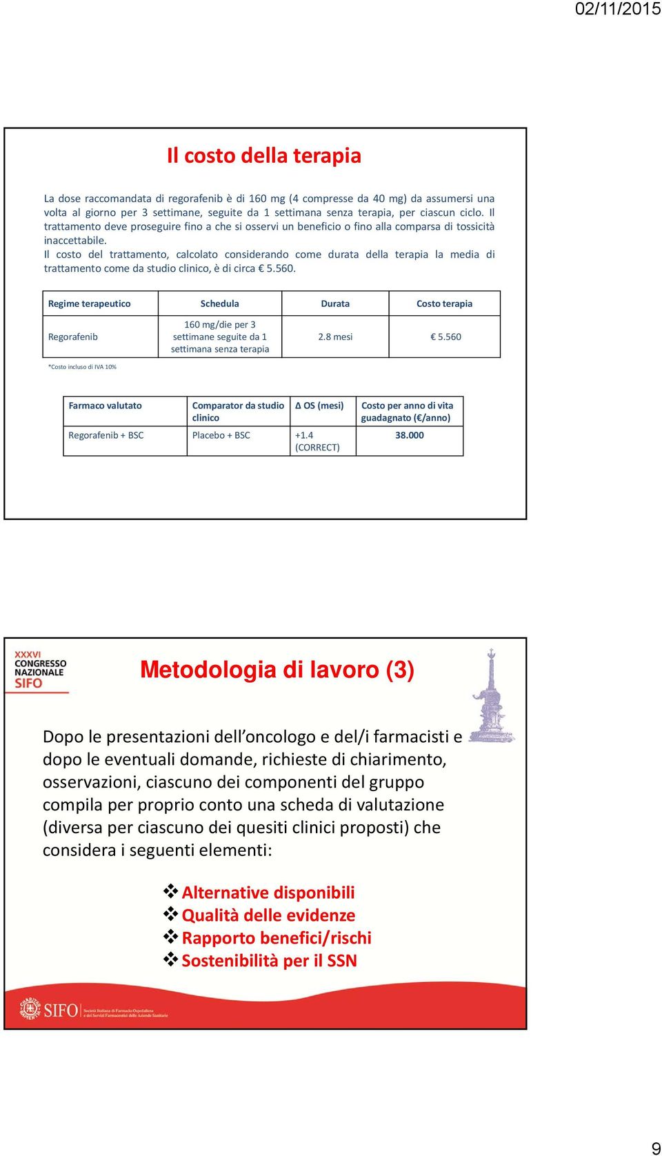 Il costo del trattamento, calcolato considerando come durata della terapia la media di trattamento come da studio clinico, è di circa 5.560.