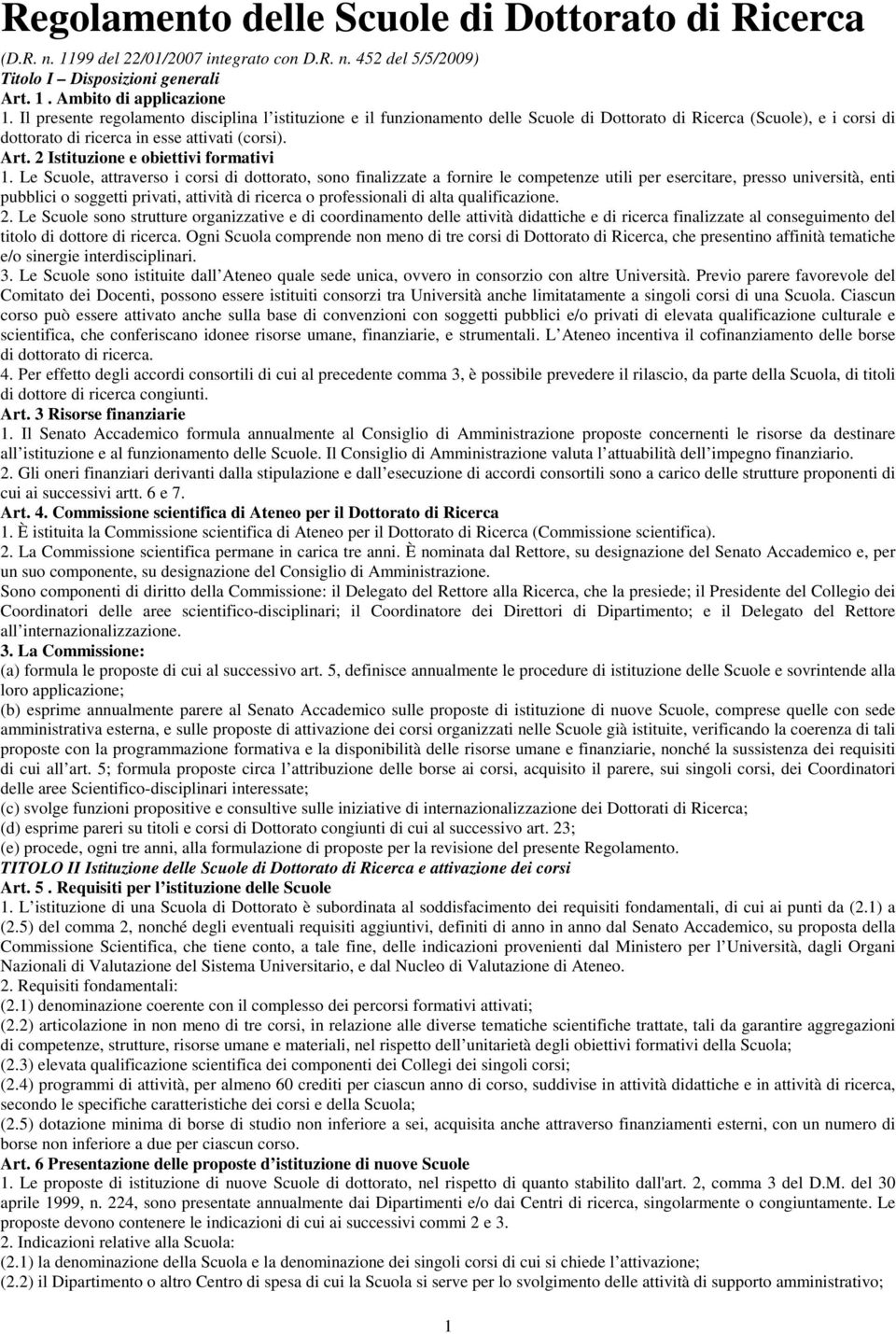 2 Istituzione e obiettivi formativi 1.