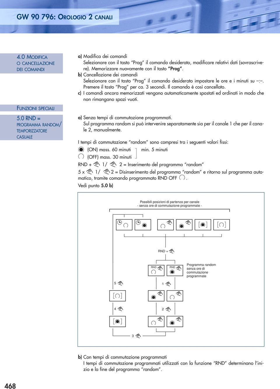 c) I comandi ancora memorizzati vengono automaticamente spostati ed ordinati in modo che non rimangano spazi vuoti. FUNZIONI SPECIALI 5.