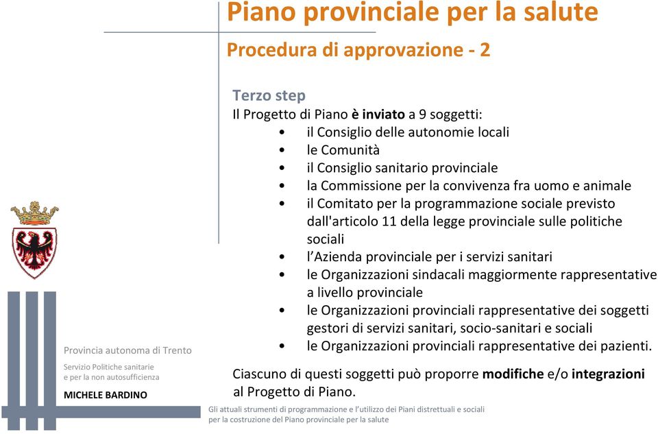 Azienda provinciale per i servizi sanitari le Organizzazioni sindacali maggiormente rappresentative a livello provinciale le Organizzazioni provinciali rappresentative dei soggetti gestori