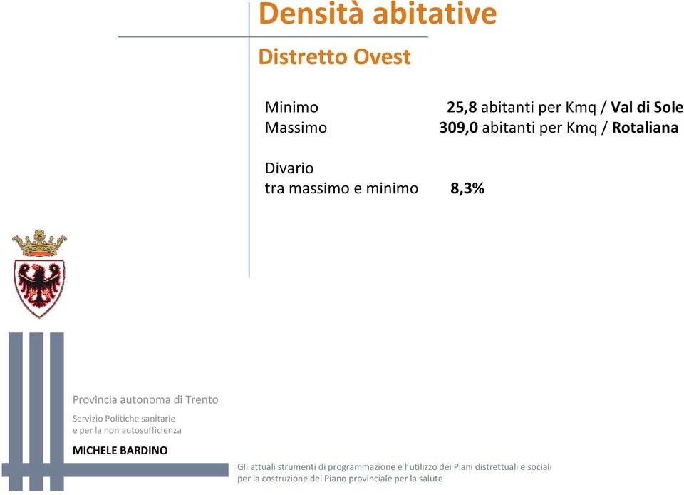 Val di Sole 309,0 abitanti per Kmq /