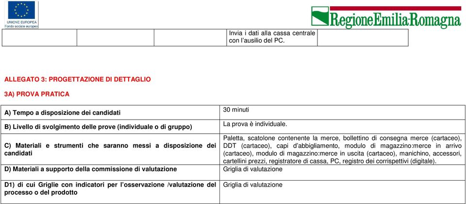 messi a disposizione dei candidati 30 minuti La prova è individuale.