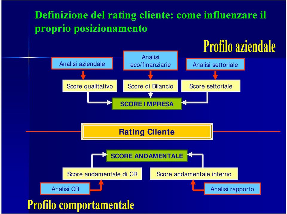 Score di Bilancio Score settoriale SCORE IMPRESA Rating Cliente SCORE