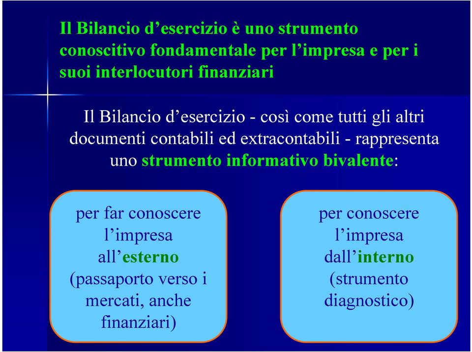 extracontabili - rappresenta uno strumento informativo bivalente: per far conoscere l impresa all