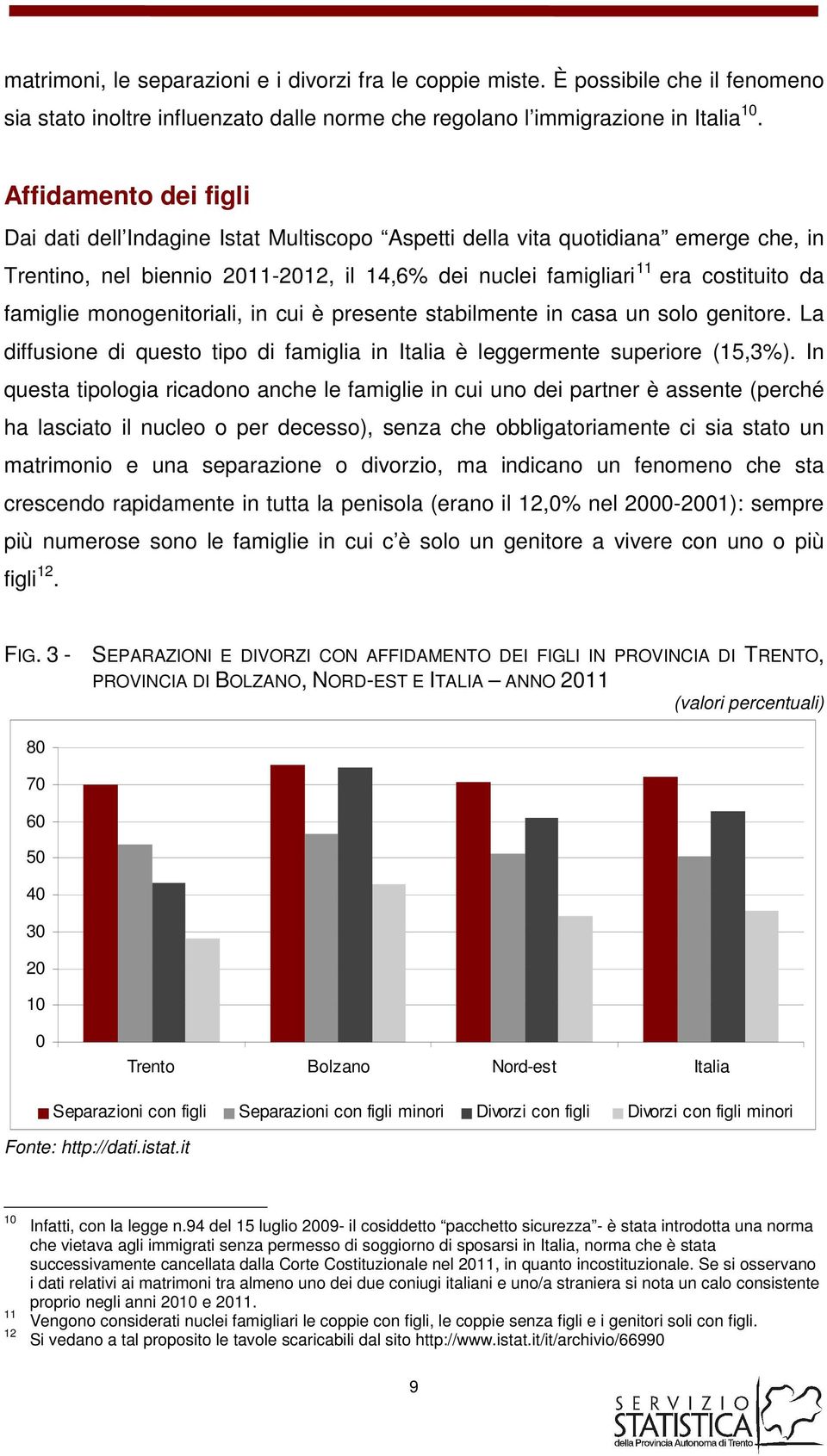 famiglie monogenitoriali, in cui è presente stabilmente in casa un solo genitore. La diffusione di questo tipo di famiglia in Italia è leggermente superiore (15,3%).