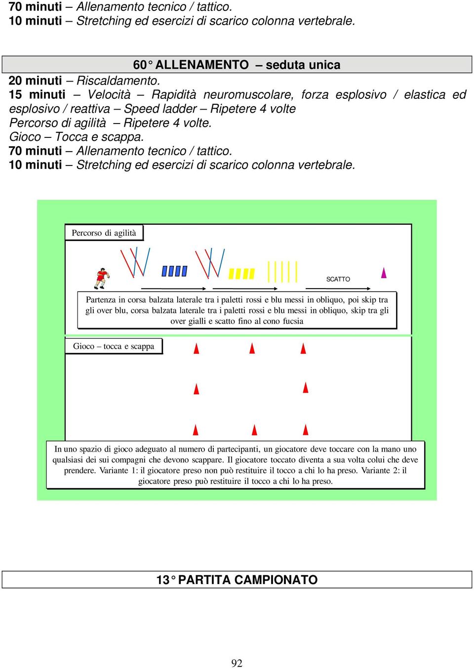 Percorso di agilità SCATTO Partenza in corsa balzata laterale tra i paletti rossi e blu messi in obliquo, poi skip tra gli over blu, corsa balzata laterale tra i paletti rossi e blu messi in obliquo,
