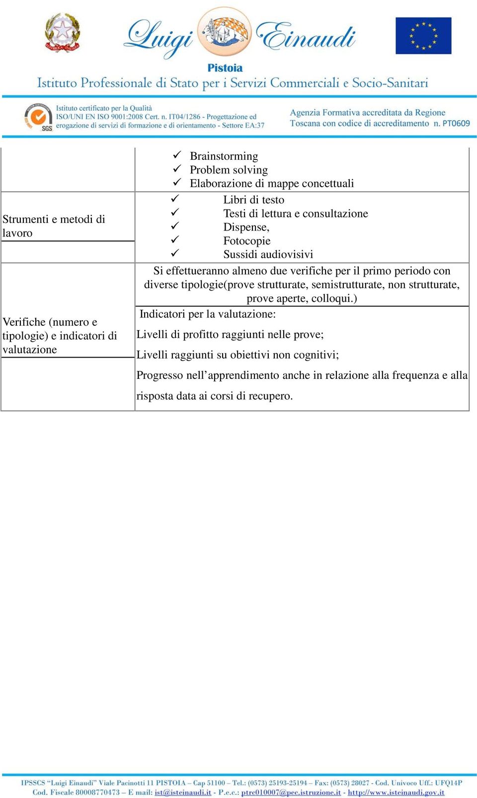 diverse tipologie(prove strutturate, semistrutturate, non strutturate, prove aperte, colloqui.