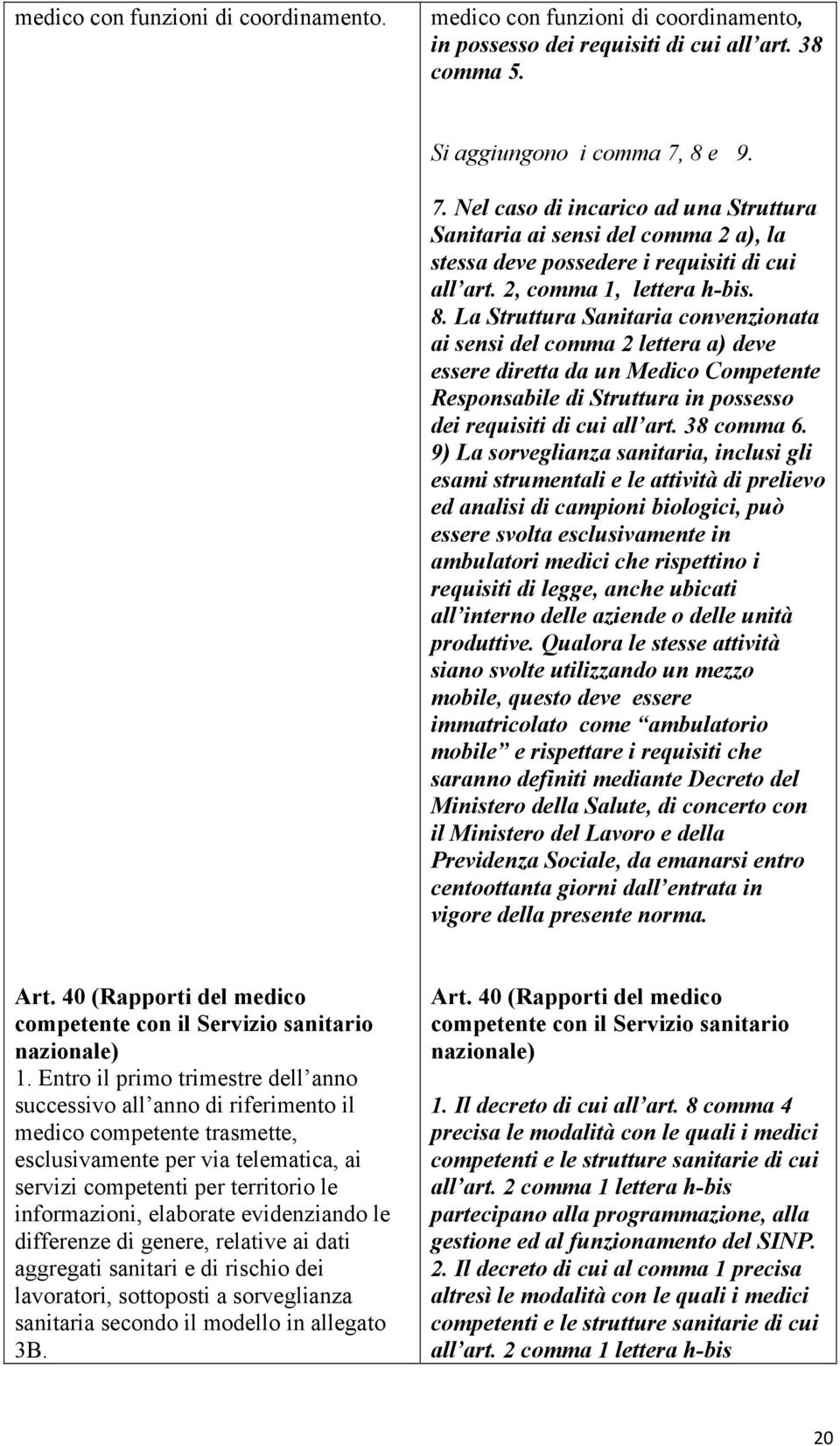 La Struttura Sanitaria convenzionata ai sensi del comma 2 lettera a) deve essere diretta da un Medico Competente Responsabile di Struttura in possesso dei requisiti di cui all art. 38 comma 6.