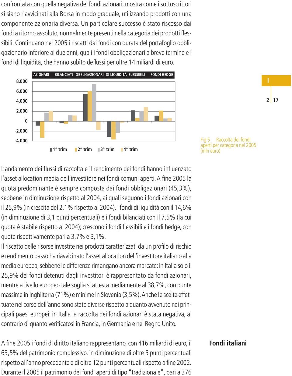 Continuano nel 2005 i riscatti dai fondi con durata del portafoglio obbligazionario inferiore ai due anni, quali i fondi obbligazionari a breve termine e i fondi di liquidità, che hanno subìto