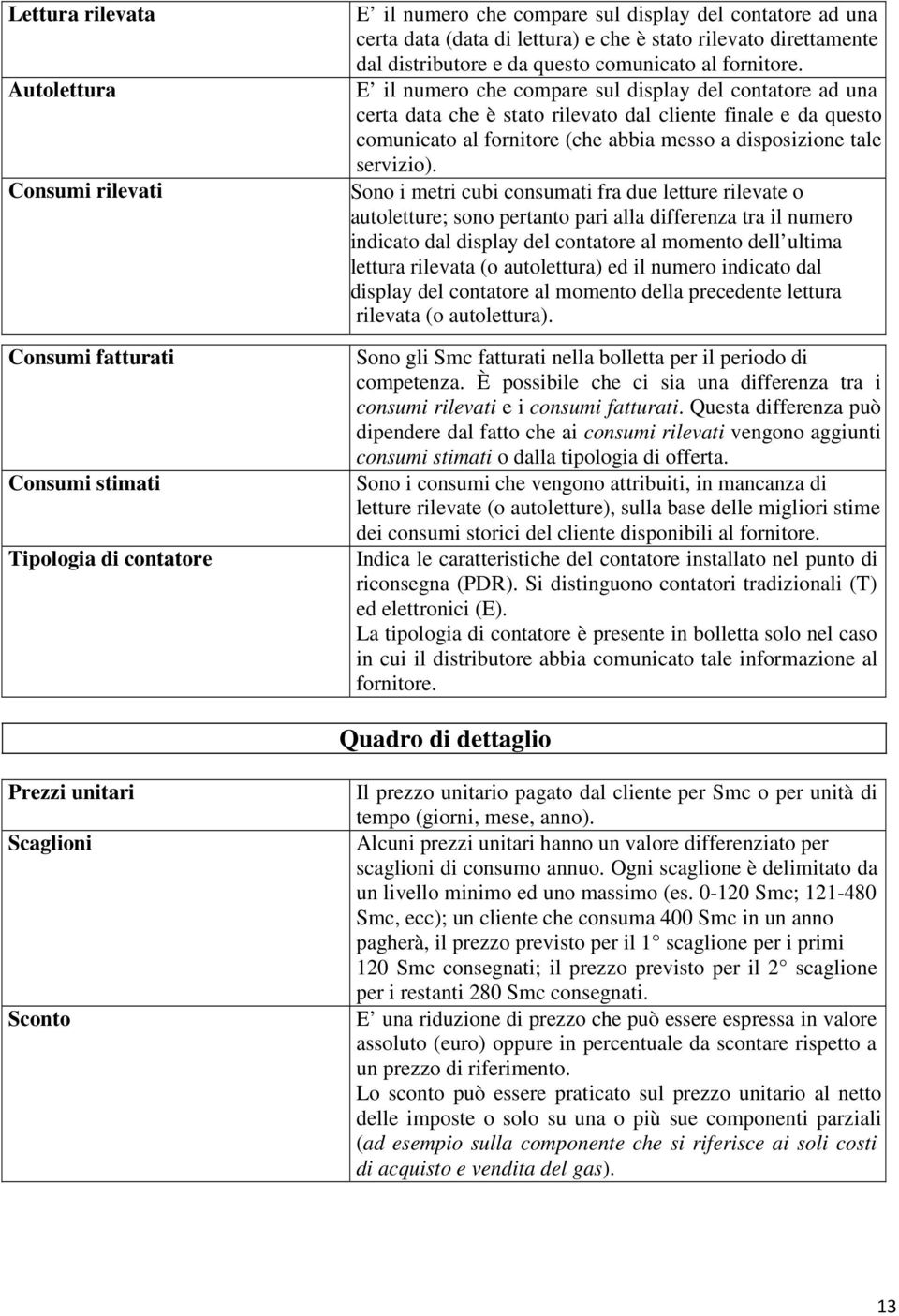 E il numero che compare sul display del contatore ad una certa data che è stato rilevato dal cliente finale e da questo comunicato al fornitore (che abbia messo a disposizione tale servizio).