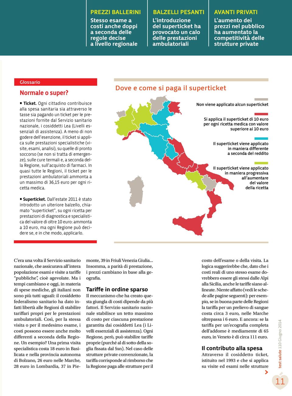 . Ogni cittadino contribuisce alla spesa sanitaria sia attraverso le tasse sia pagando un ticket per le prestazioni fornite dal Servizio sanitario nazionale, i cosiddetti Lea (Livelli essenziali di