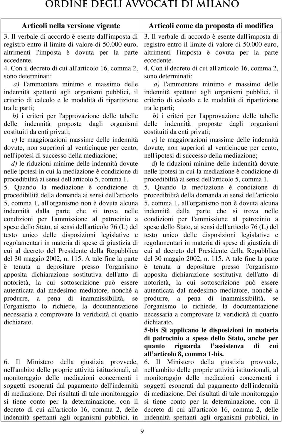 ripartizione tra le parti; b) i criteri per l'approvazione delle tabelle delle indennità proposte dagli organismi costituiti da enti privati; c) le maggiorazioni massime delle indennità dovute, non