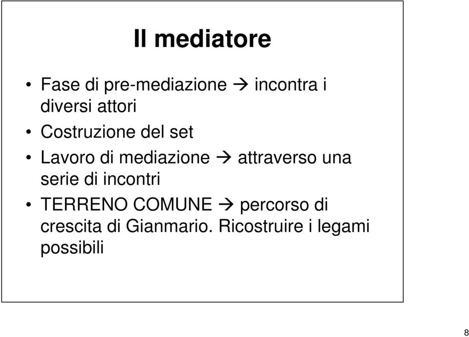 attraverso una serie di incontri TERRENO COMUNE