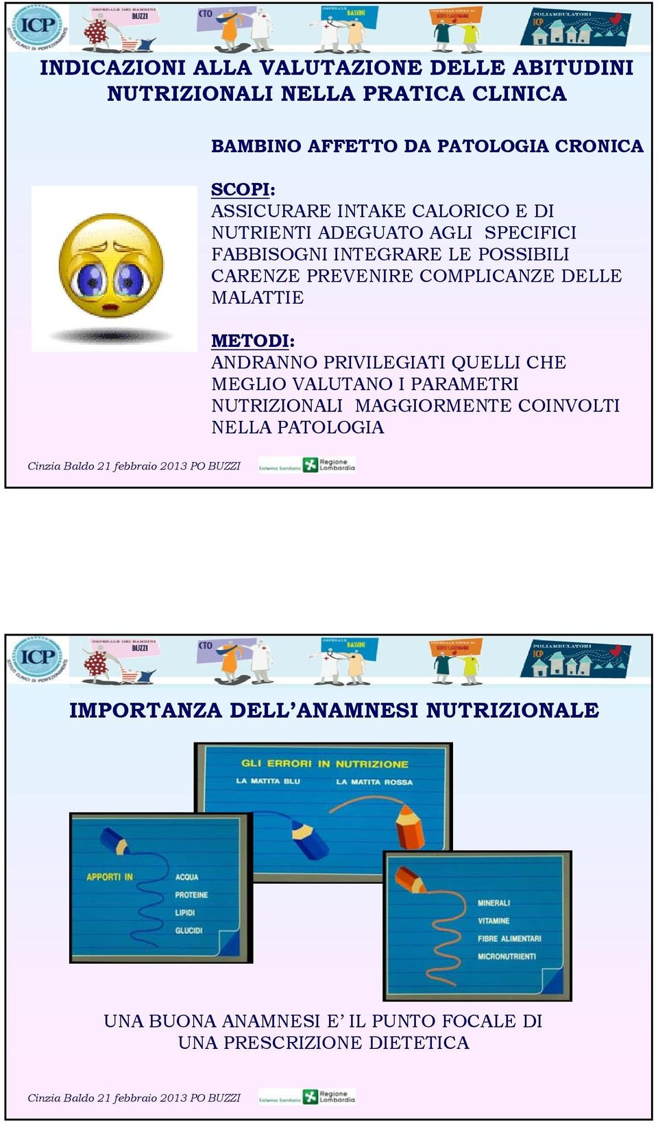 COMPLICANZE DELLE MALATTIE METODI: ANDRANNO PRIVILEGIATI QUELLI CHE MEGLIO VALUTANO I PARAMETRI NUTRIZIONALI MAGGIORMENTE