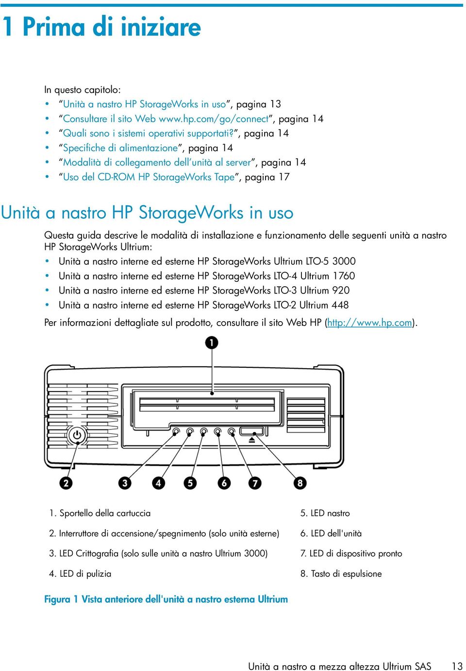 guida descrive le modalità di installazione e funzionamento delle seguenti unità a nastro HP StorageWorks Ultrium: Unità a nastro interne ed esterne HP StorageWorks Ultrium LTO-5 3000 Unità a nastro