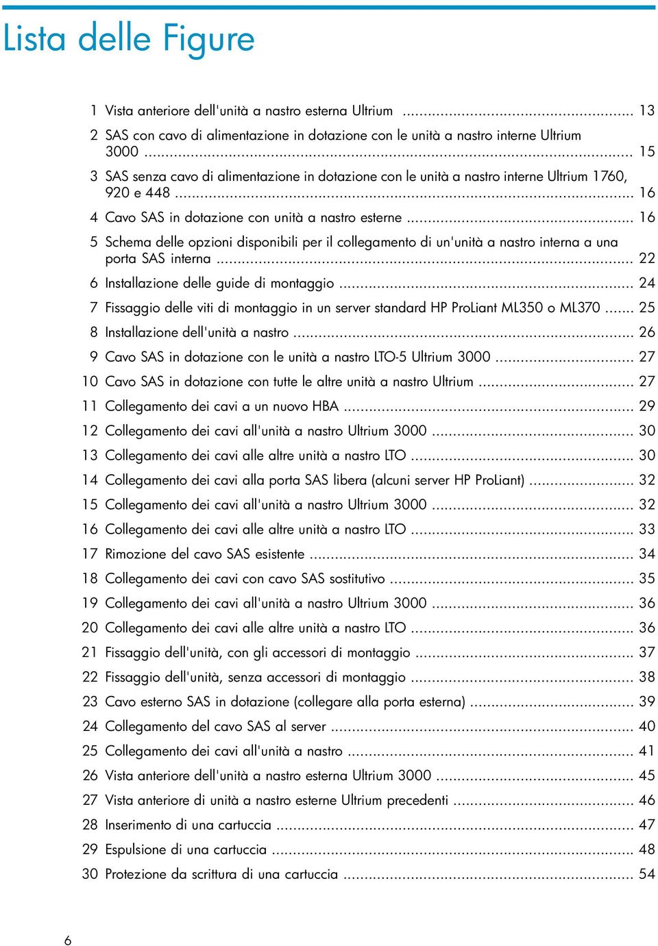 .. 16 5 Schema delle opzioni disponibili per il collegamento di un'unità a nastro interna a una porta SAS interna... 22 6 Installazione delle guide di montaggio.