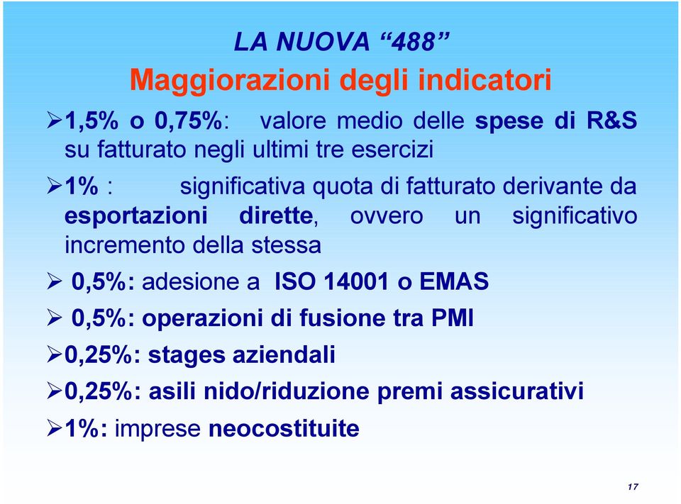 significativo incremento della stessa 0,5%: adesione a ISO 14001 o EMAS 0,5%: operazioni di fusione tra