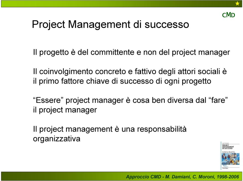 di ogni progetto Essere project manager è cosa ben diversa dal fare il project manager Il