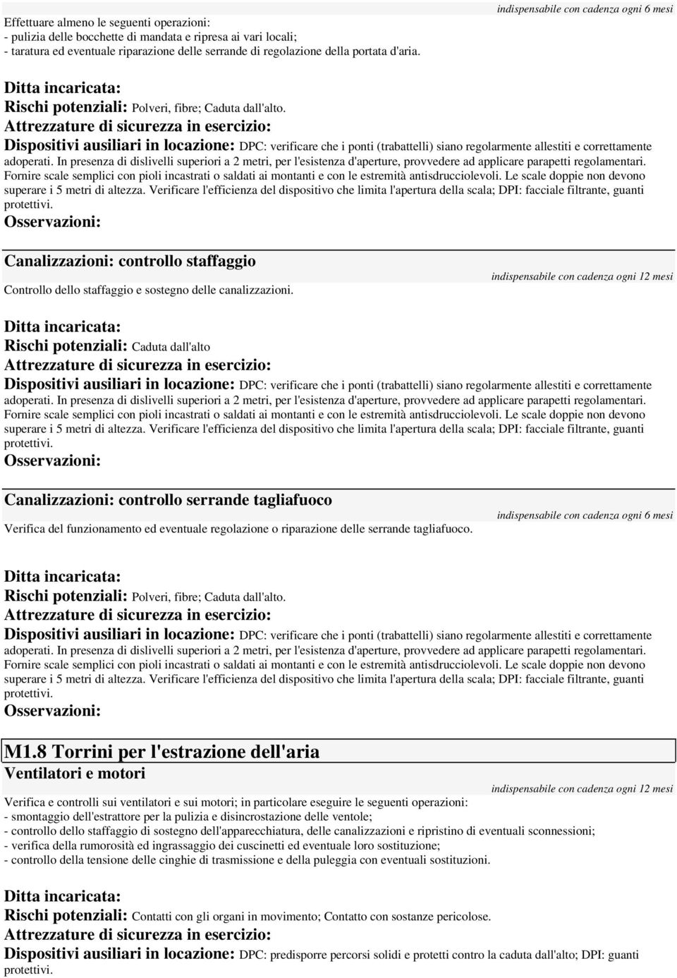 Dispositivi ausiliari in locazione: DPC: verificare che i ponti (trabattelli) siano regolarmente allestiti e correttamente adoperati.