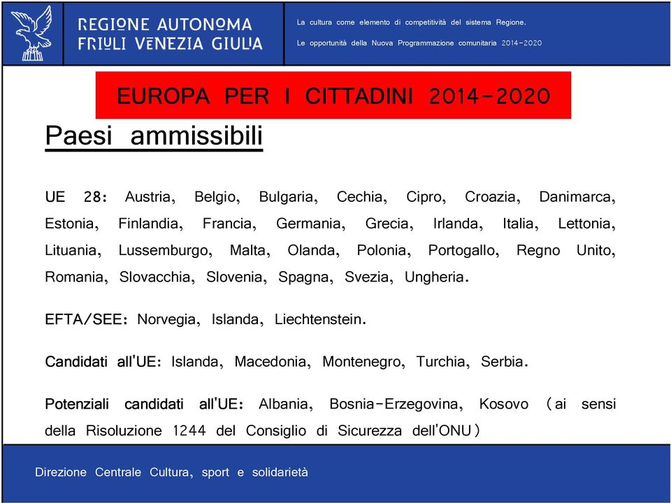 Slovacchia, Slovenia, Spagna, Svezia, Ungheria. EFTA/SEE: Norvegia, Islanda, Liechtenstein.