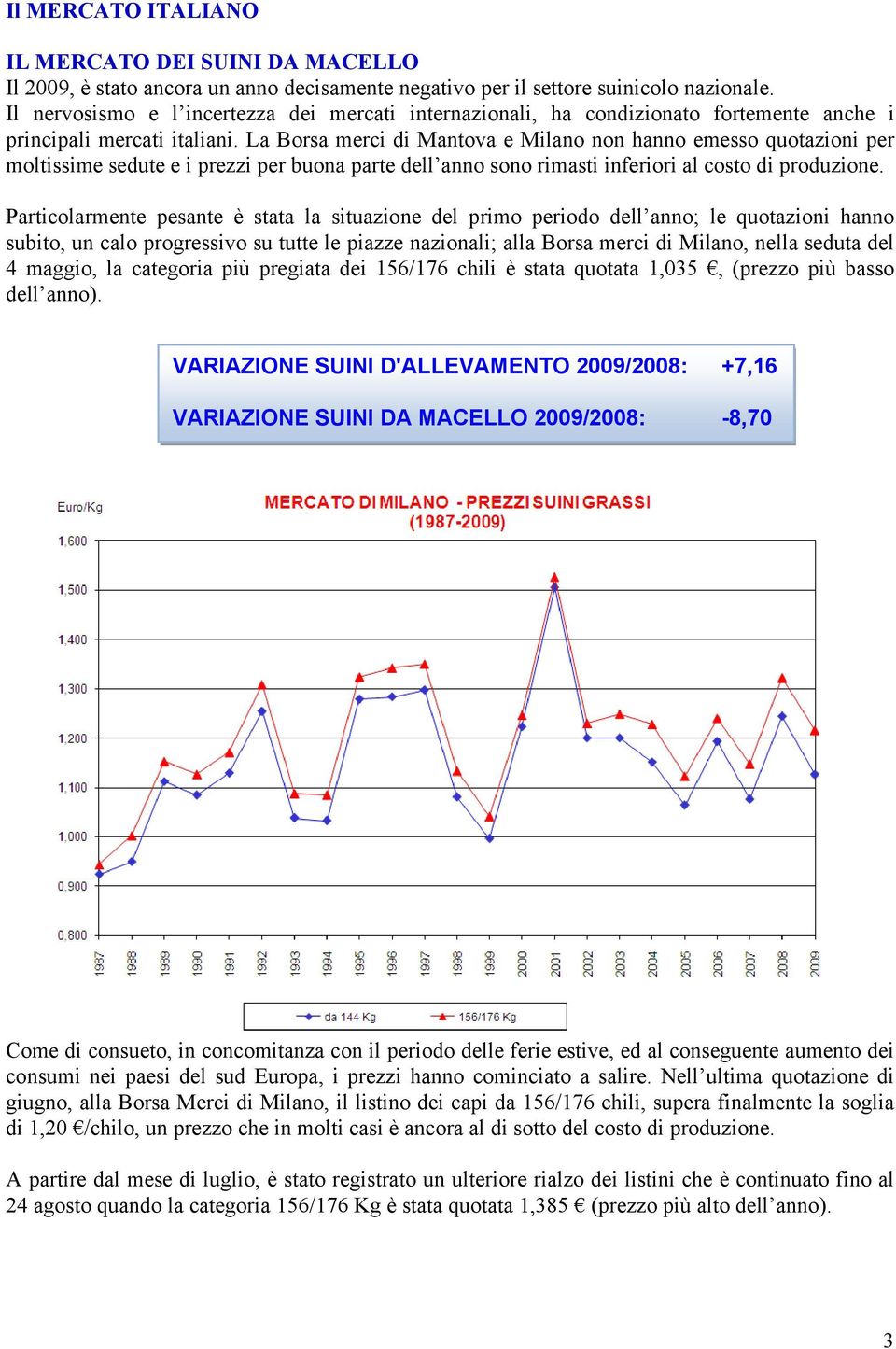 La Borsa merci di Mantova e Milano non hanno emesso quotazioni per moltissime sedute e i prezzi per buona parte dell anno sono rimasti inferiori al costo di produzione.