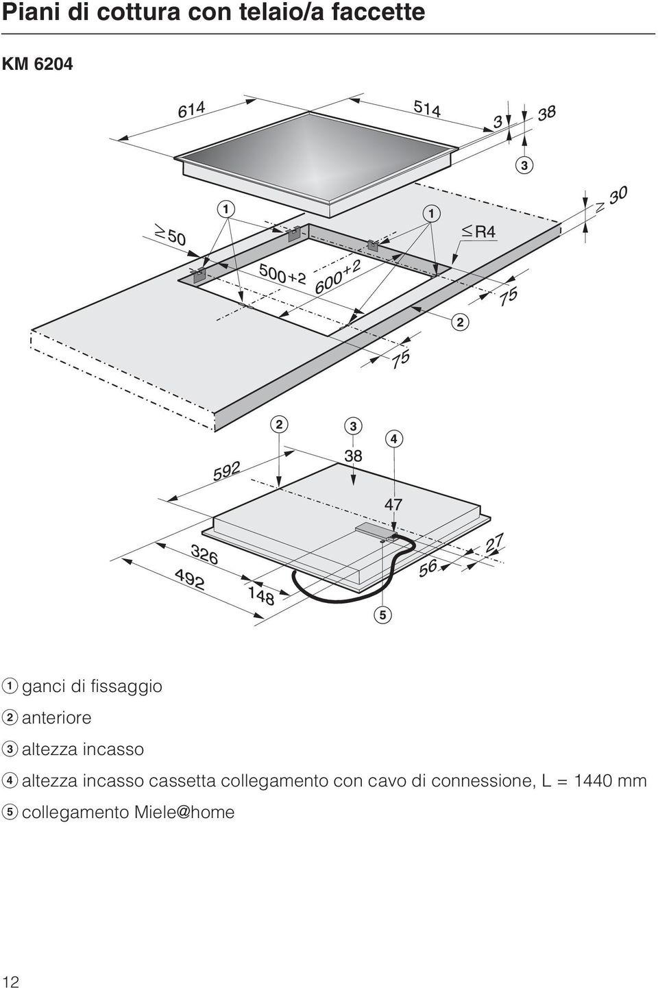 altezza incasso cassetta collegamento con cavo