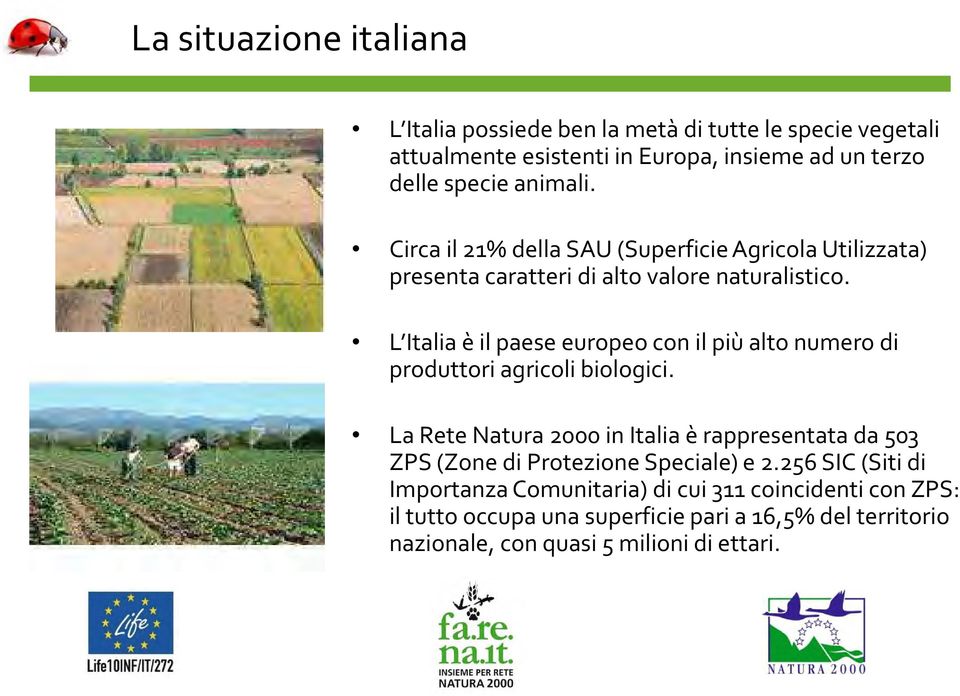 L Italia è il paese europeo con il più alto numero di produttori agricoli biologici.