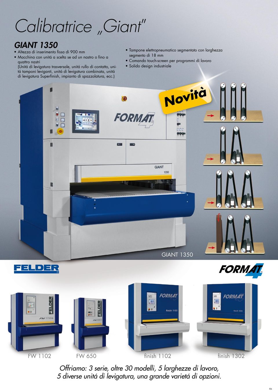 ) Tampone elettropneumatico segmentato con larghezza segmento di 18 mm Comando touch-screen per programmi di lavoro Solido design industriale Novità GIANT 1350