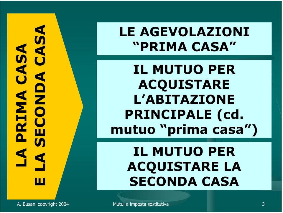 mutuo prima casa ) IL MUTUO PER ACQUISTARE LA SECONDA