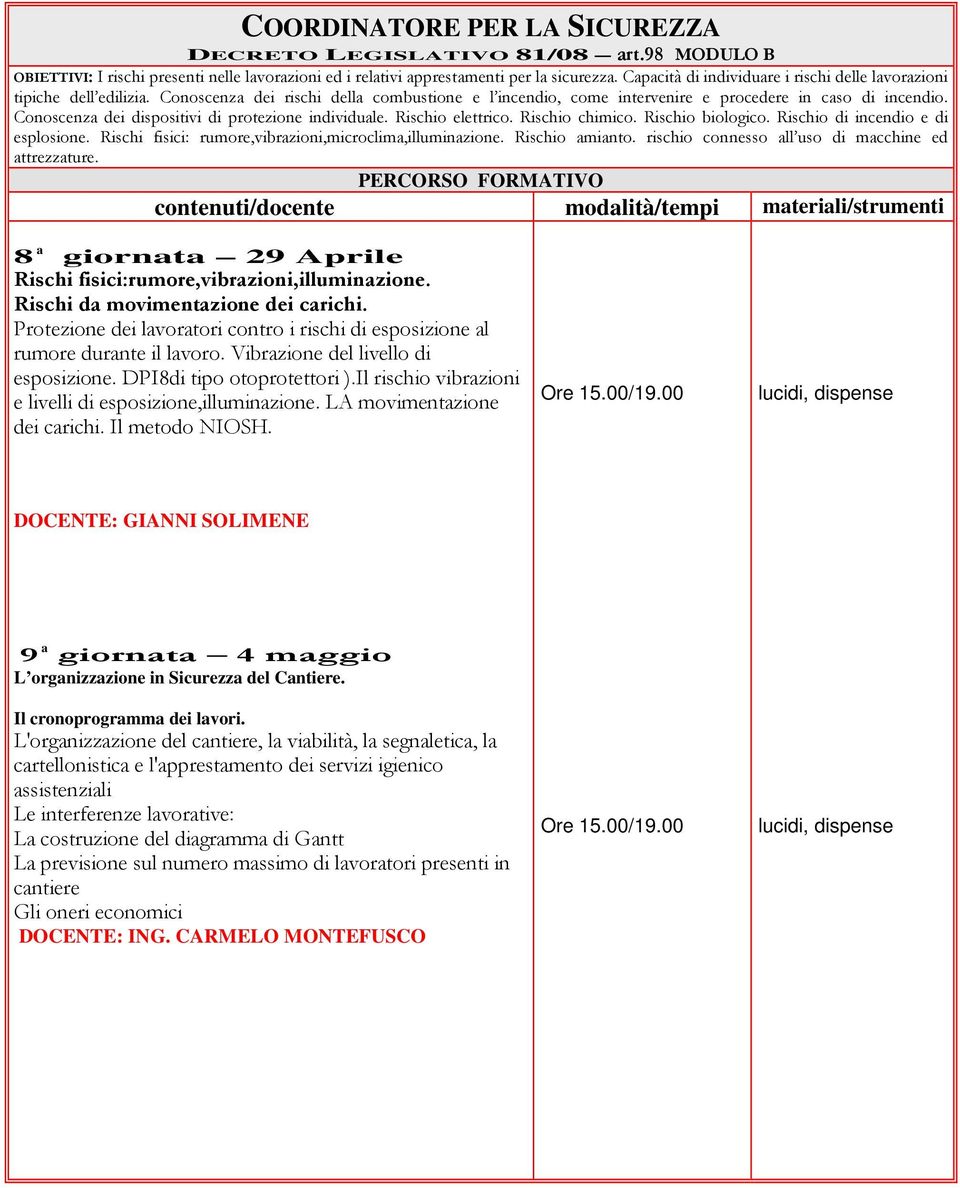 Conoscenza dei dispositivi di protezione individuale. Rischio elettrico. Rischio chimico. Rischio biologico. Rischio di incendio e di esplosione.