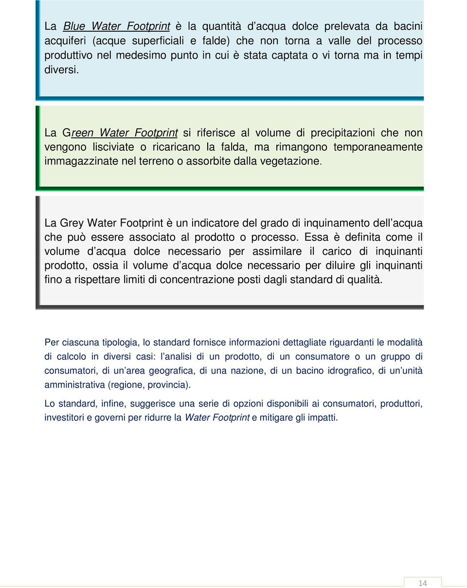 La Green Water Footprint si riferisce al volume di precipitazioni che non vengono lisciviate o ricaricano la falda, ma rimangono temporaneamente immagazzinate nel terreno o assorbite dalla