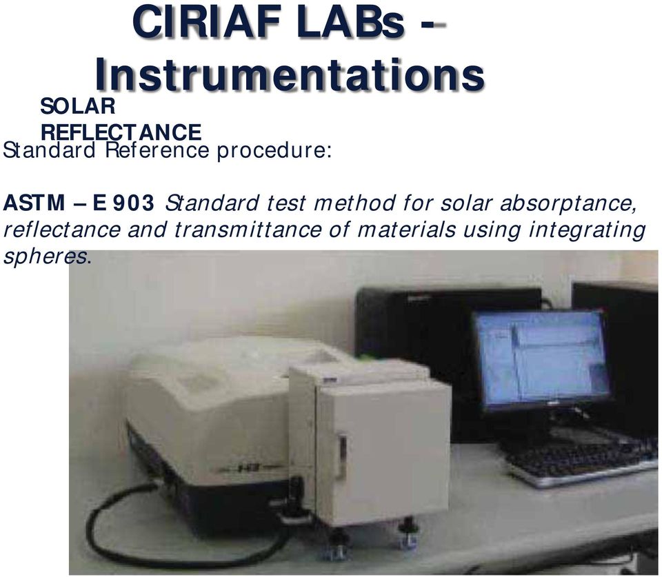 test method for solar absorptance, reflectance and