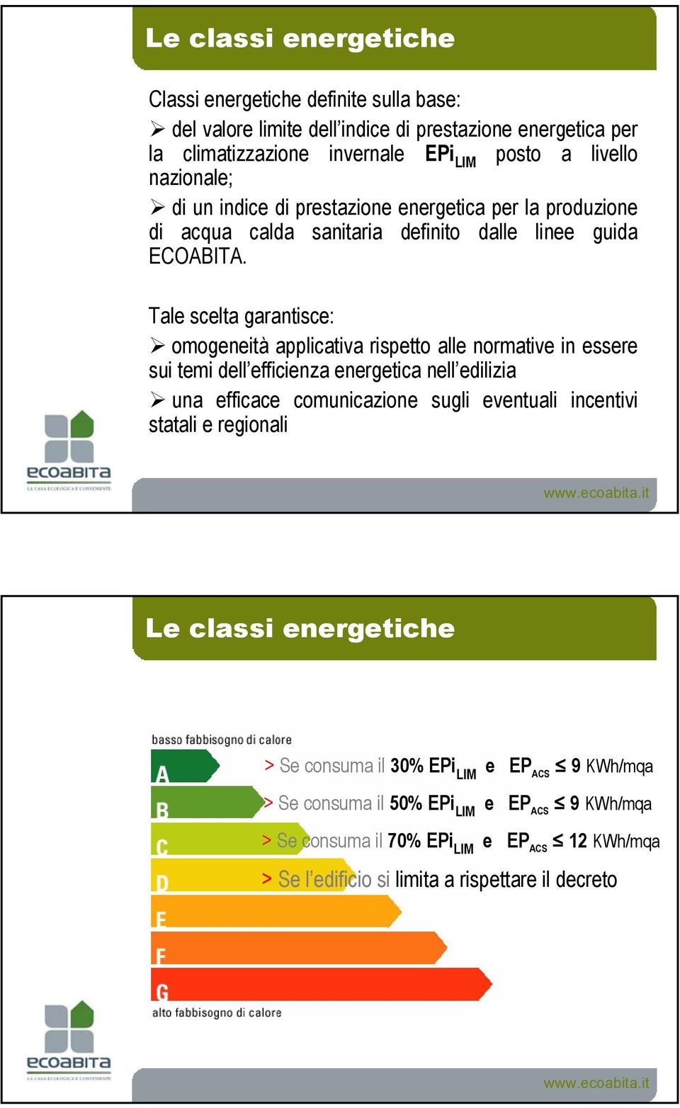 Tale scelta garantisce: omogeneità applicativa rispetto alle normative in essere sui temi dell efficienza energetica nell edilizia una efficace comunicazione sugli eventuali incentivi