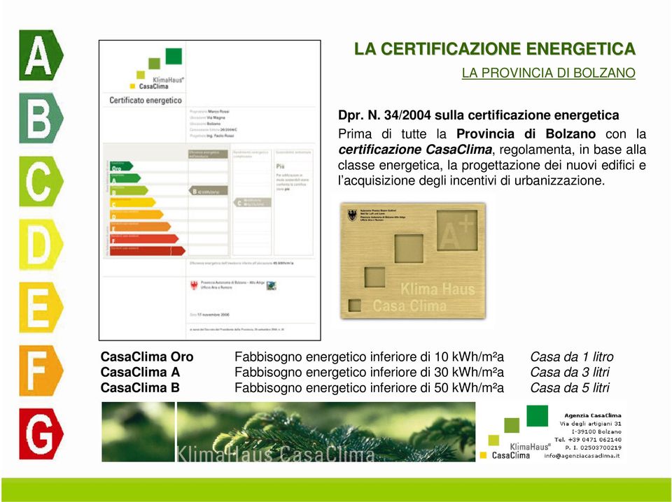 in base alla classe energetica, la progettazione dei nuovi edifici e l acquisizione degli incentivi di urbanizzazione.