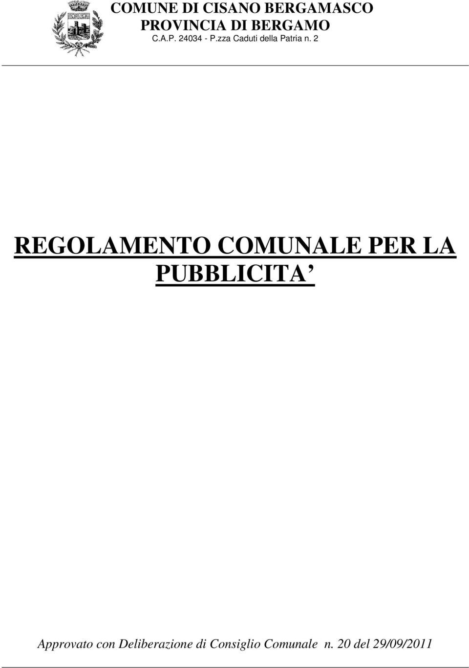 Deliberazione di Consiglio