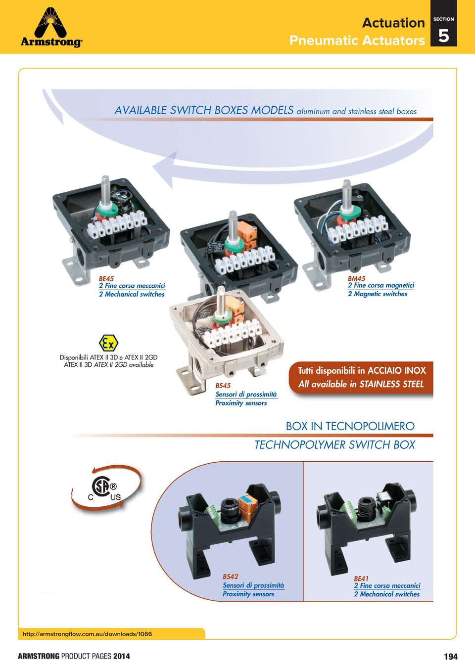 Sensori di prossimità Proximity sensors Tutti disponibili in ACCIAIO INOX All available in STAINLESS STEEL BOX IN