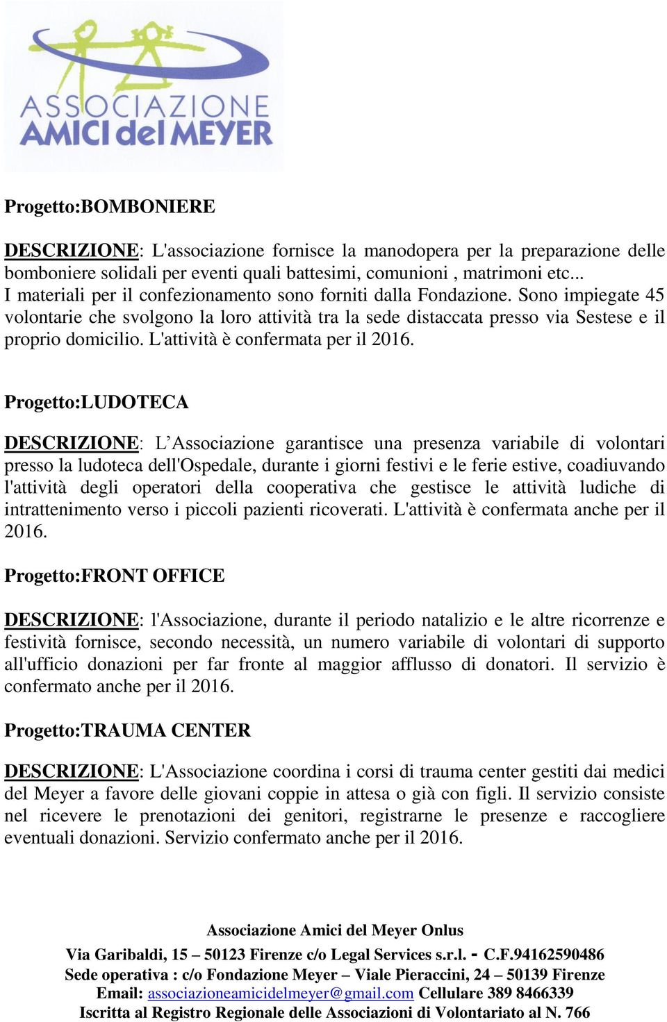 L'attività è confermata per il 2016.