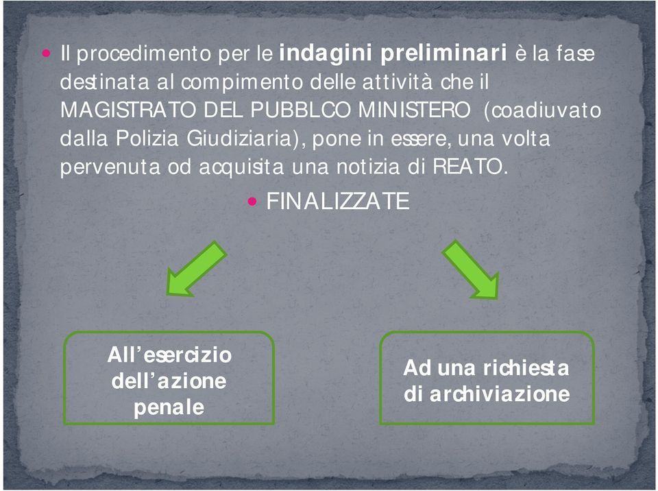 Giudiziaria), pone in essere, una volta pervenuta od acquisita una notizia di