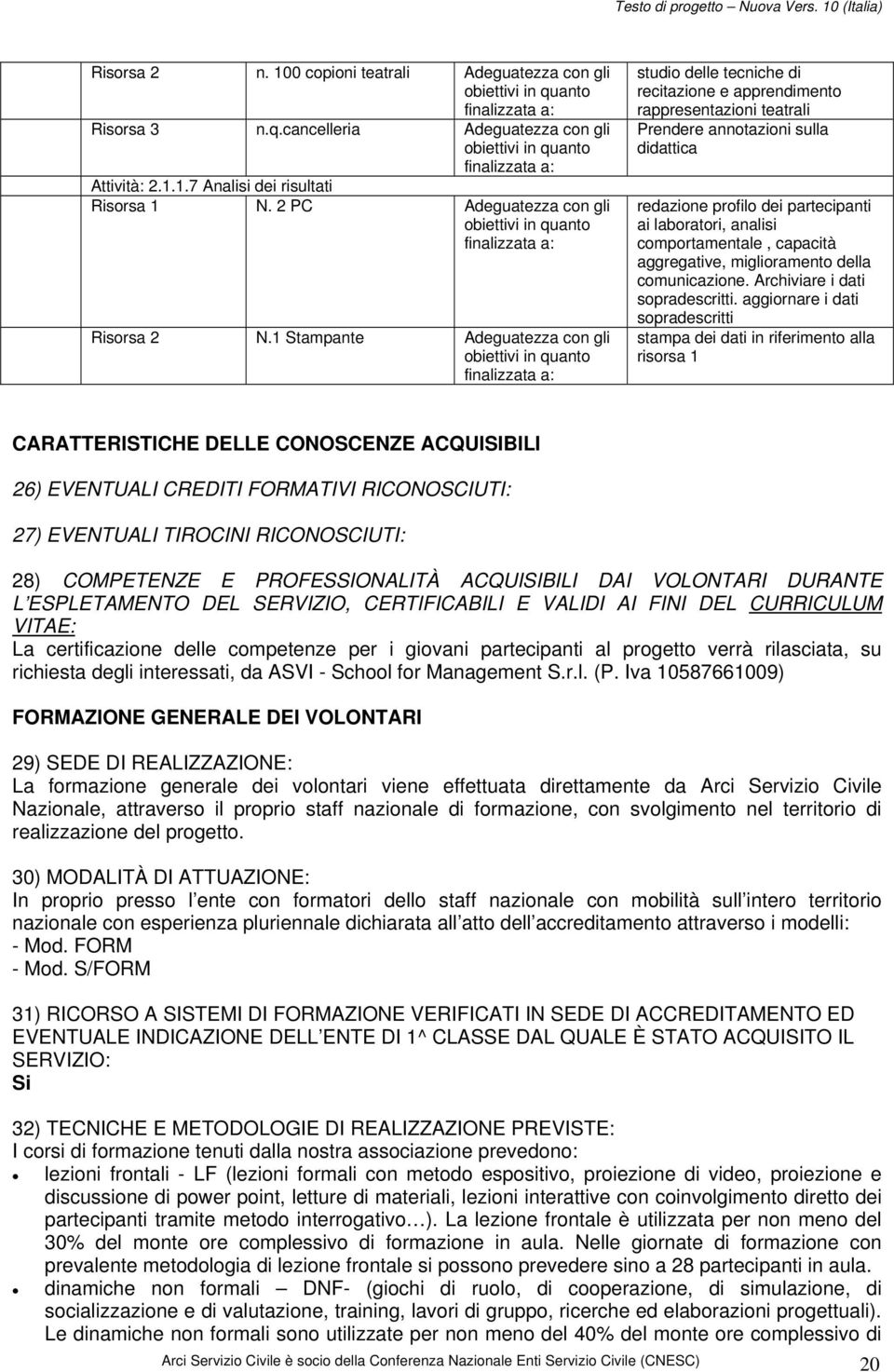 comportamentale, capacità aggregative, miglioramento della comunicazione. Archiviare i dati sopradescritti.