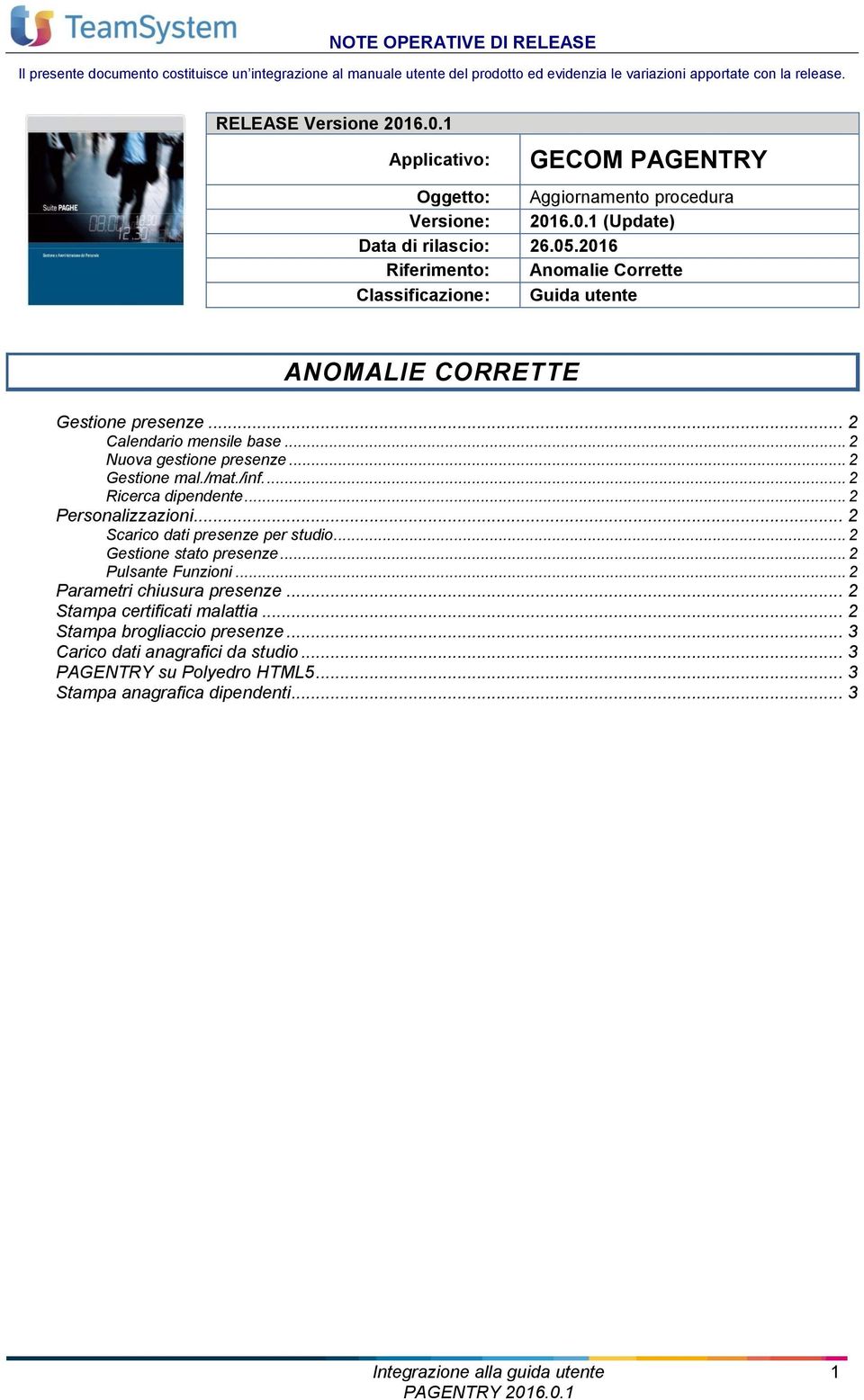 .. 2 Gestione mal./mat./inf.... 2 Ricerca dipendente... 2 Personalizzazioni... 2 Scarico dati presenze per studio... 2 Gestione stato presenze... 2 Pulsante Funzioni.