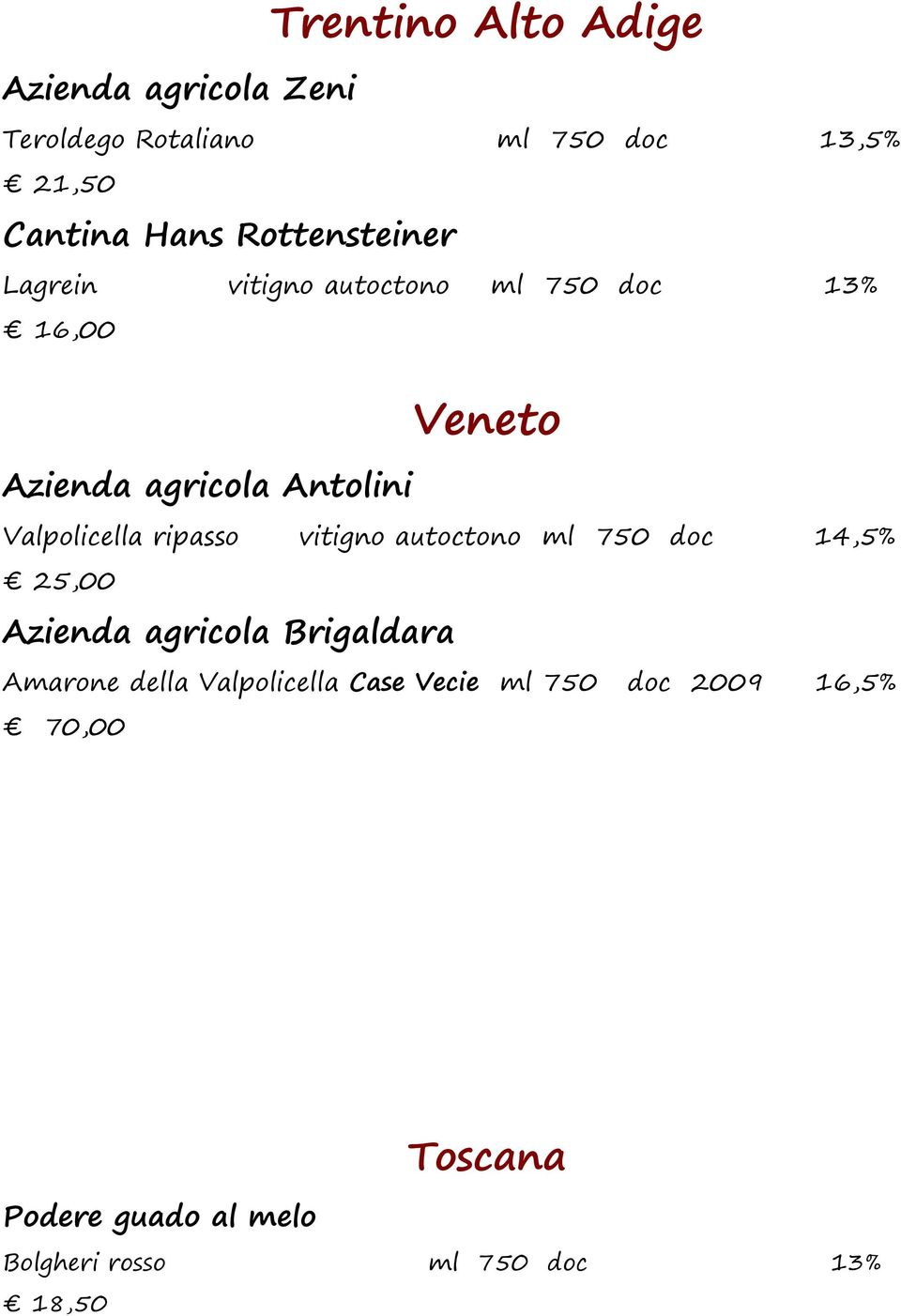 Valpolicella ripasso vitigno autoctono ml 750 doc 14,5% 25,00 Azienda agricola Brigaldara Amarone